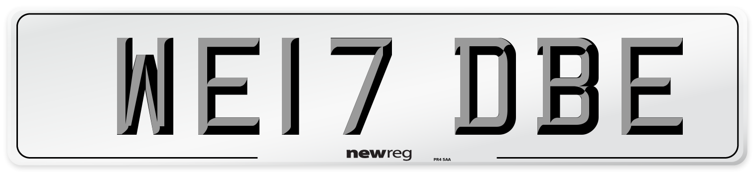 WE17 DBE Number Plate from New Reg